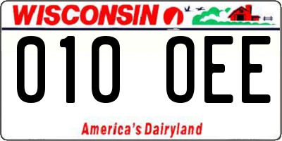 WI license plate 010OEE