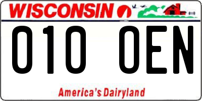 WI license plate 010OEN