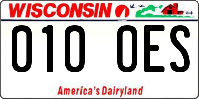 WI license plate 010OES