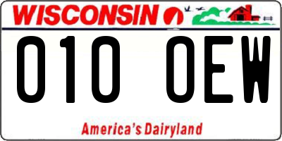 WI license plate 010OEW