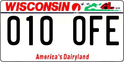 WI license plate 010OFE
