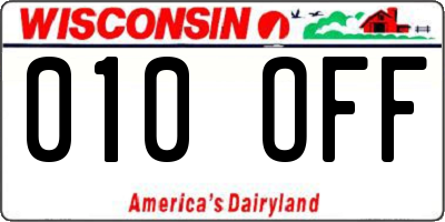 WI license plate 010OFF