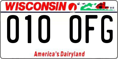WI license plate 010OFG