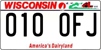 WI license plate 010OFJ