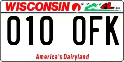 WI license plate 010OFK