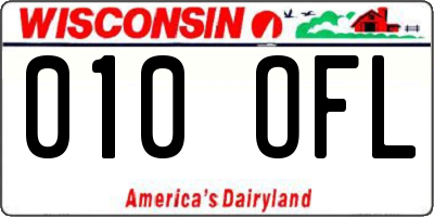 WI license plate 010OFL