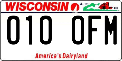 WI license plate 010OFM