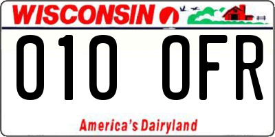 WI license plate 010OFR