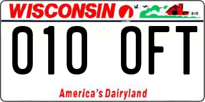 WI license plate 010OFT