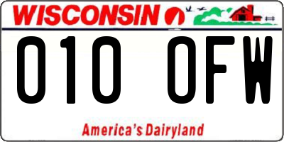 WI license plate 010OFW