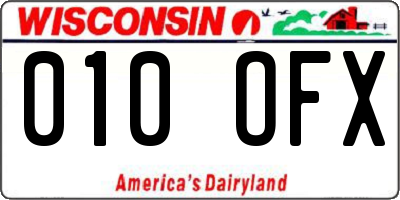 WI license plate 010OFX