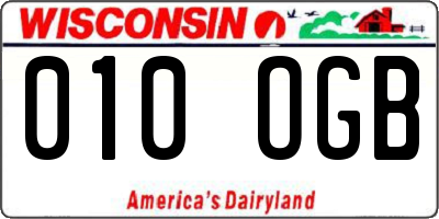 WI license plate 010OGB