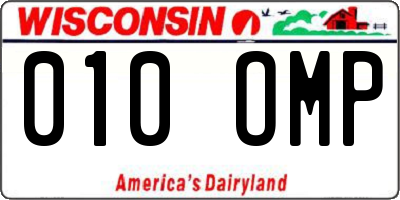 WI license plate 010OMP