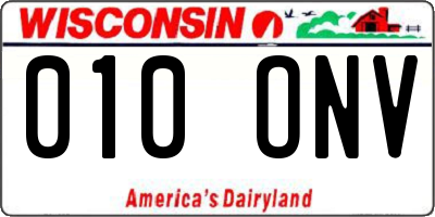 WI license plate 010ONV