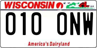 WI license plate 010ONW
