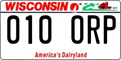 WI license plate 010ORP