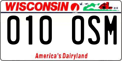 WI license plate 010OSM