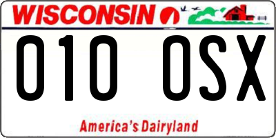 WI license plate 010OSX