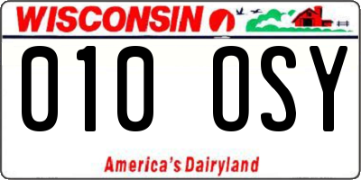 WI license plate 010OSY