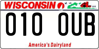 WI license plate 010OUB