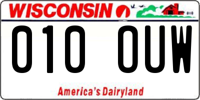 WI license plate 010OUW
