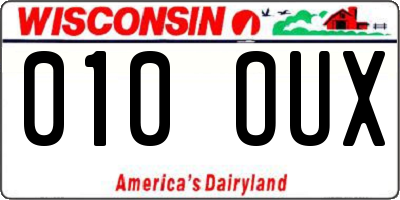 WI license plate 010OUX