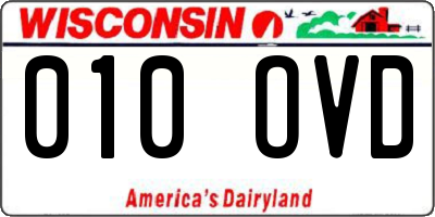 WI license plate 010OVD
