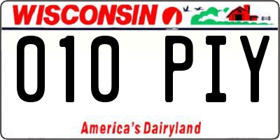 WI license plate 010PIY