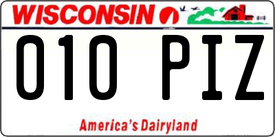 WI license plate 010PIZ