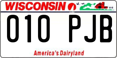WI license plate 010PJB