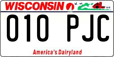 WI license plate 010PJC
