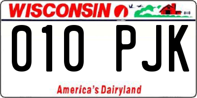WI license plate 010PJK