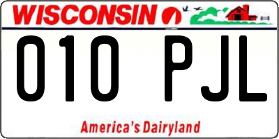 WI license plate 010PJL