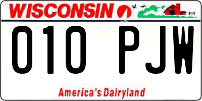WI license plate 010PJW
