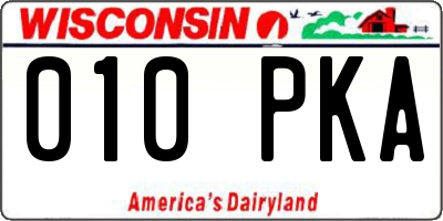 WI license plate 010PKA