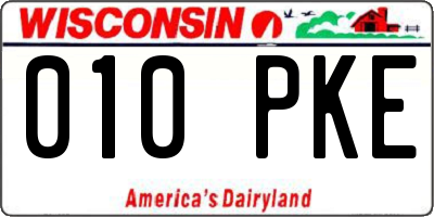 WI license plate 010PKE