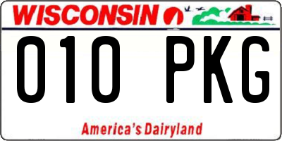 WI license plate 010PKG