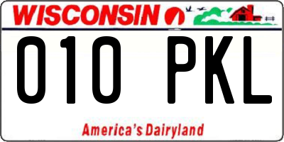 WI license plate 010PKL