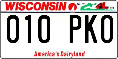 WI license plate 010PKO