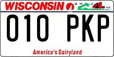 WI license plate 010PKP