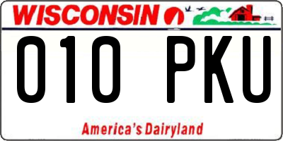 WI license plate 010PKU