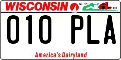 WI license plate 010PLA