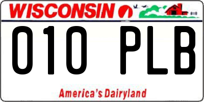 WI license plate 010PLB