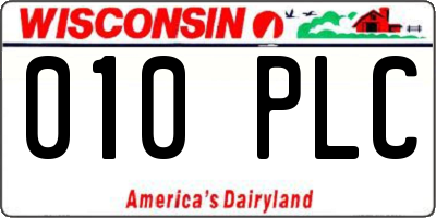 WI license plate 010PLC
