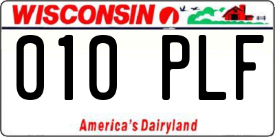 WI license plate 010PLF