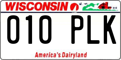 WI license plate 010PLK
