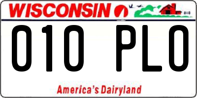 WI license plate 010PLO