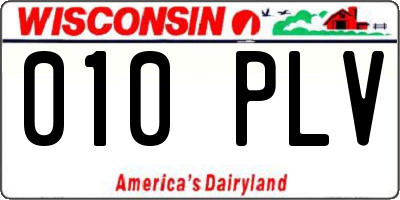 WI license plate 010PLV