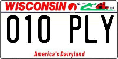WI license plate 010PLY