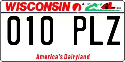 WI license plate 010PLZ